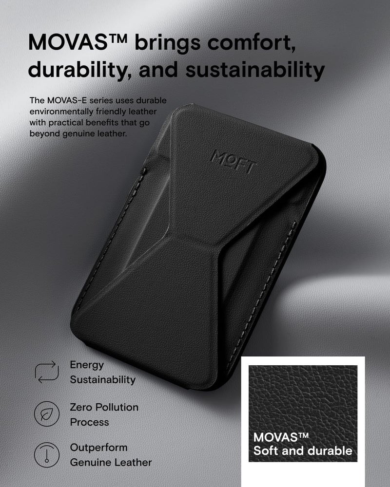 MOFT Magnetic Wallet Stand Compatible with iPhone 17/16/15/14/13/12 Series, Angle Adjustment & Magsafe Compatible MOVAS Phone Stand,Jet Black - Image 4